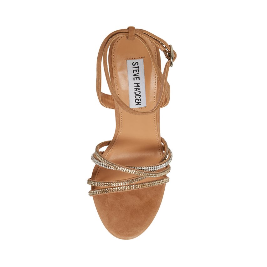 Brown Steve Madden Lara Natural Women's Heels Sandals | PH 6572GO16